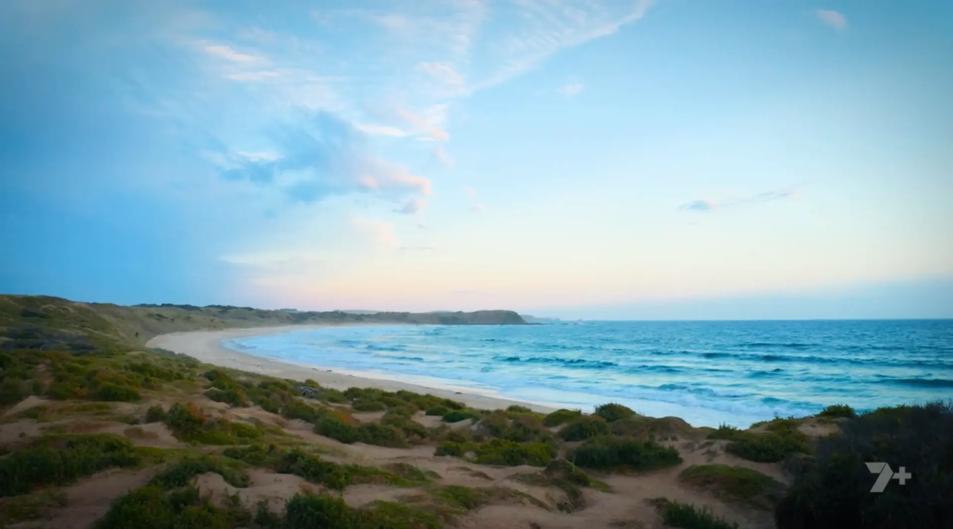 Coastal dunes and ocean at dusk, supplied poster for Patrick Manson's future showreel